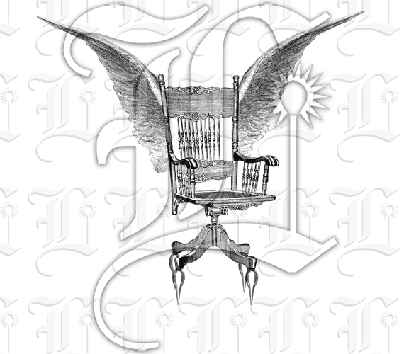 Office Chair with Bird Wings Collage Illustration High Resolution 300 dpi