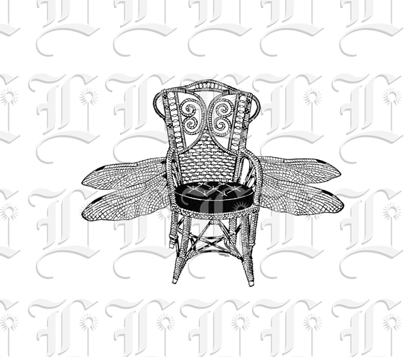 Chair with Dragonfly Wings Collage Illustration High Resolution 300 dpi