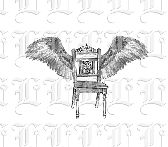 Chair with Bird Wings Collage Illustration High Resolution 300 dpi