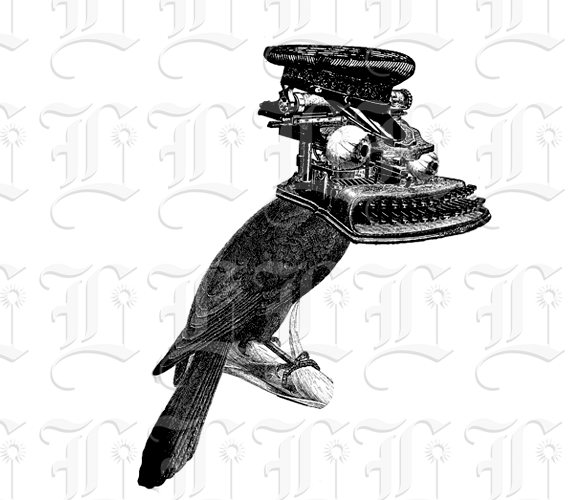 Typewriter Head Bird Vintage Illustrations High Resolution 300 dpi