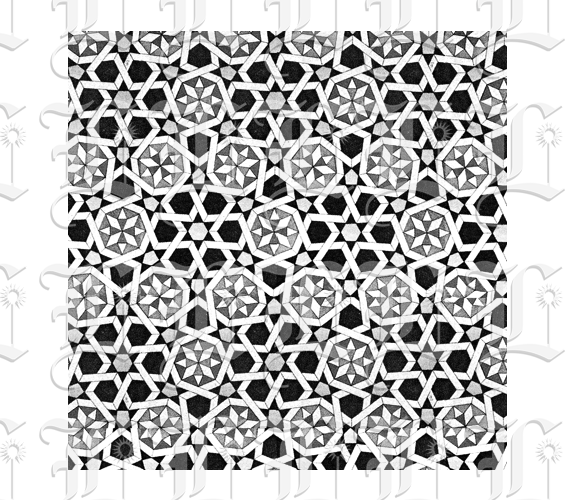 Islamic Art Pattern Grayscale High Resolution 300 dpi