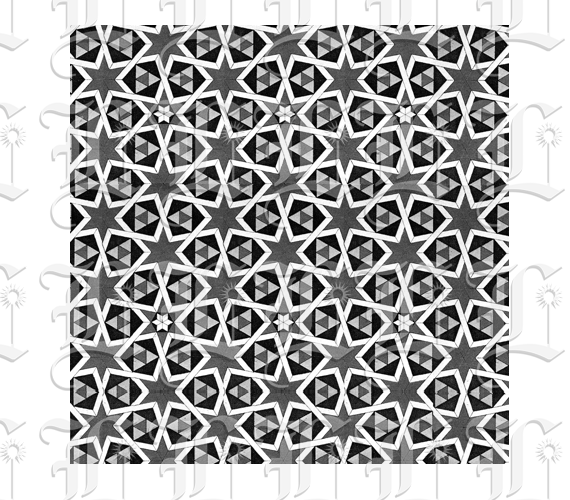 Islamic Art Pattern Grayscale High Resolution 300 dpi.