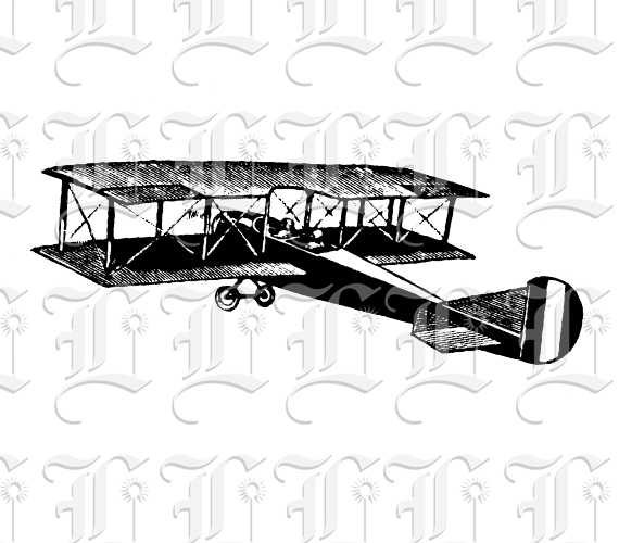 Victorian Biplane Aeroplane Flying Vehicle Vintage Clip Art Illustration High Quality 300 dpi