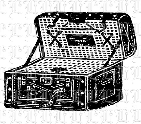 Opened Luggage Victorian Trunk Digital Illustration