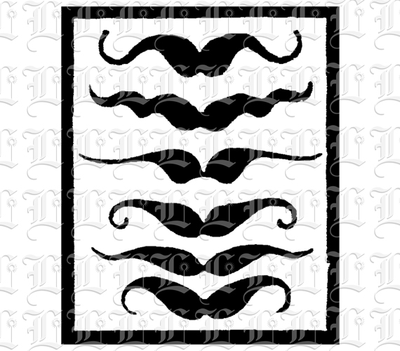 Victorian Fashion Moustaches in Rectangular Frame