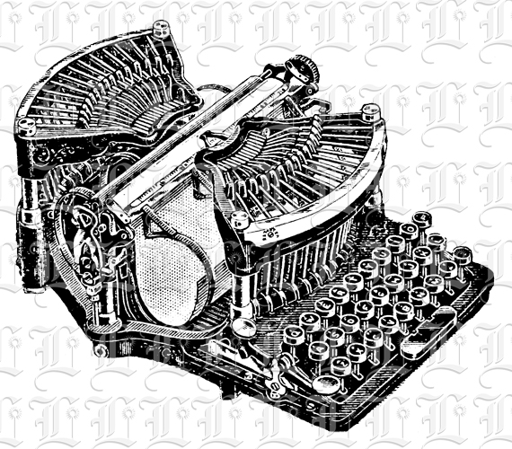 Antique Typewriter Digital Illustration Instant Download High Resolution 300 dpi