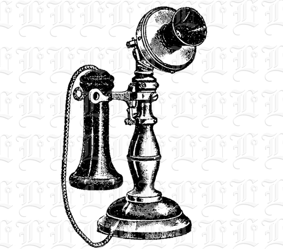 Antique Telephone Digital Illustration Instant Download High Resolution 300 dpi