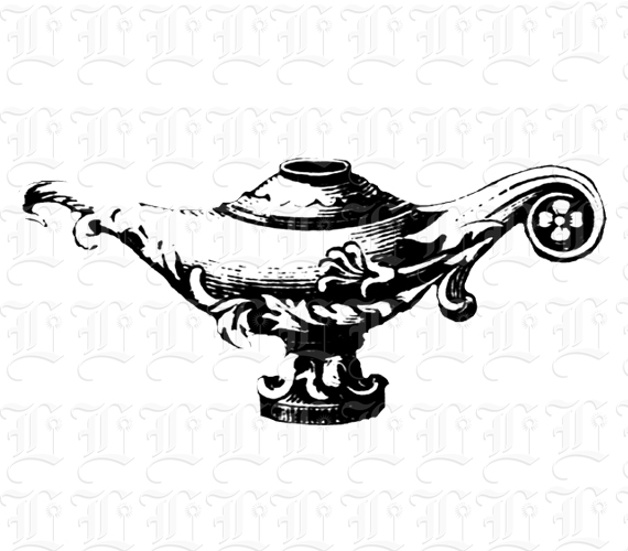 Aladin Style Oil Lamp Vintage Digital Illustration