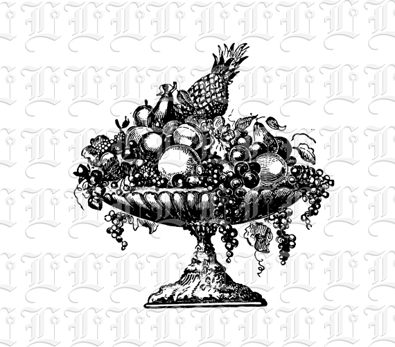 Fruit Bowl Vintage Illustration