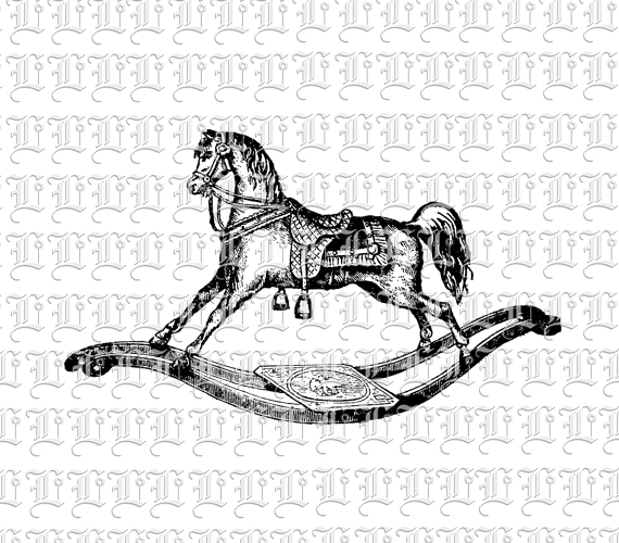 Antique Rocking Horse Toy Vintage Clip Art Print or Digital Use High Resolution 300 dpi Printable Graphic