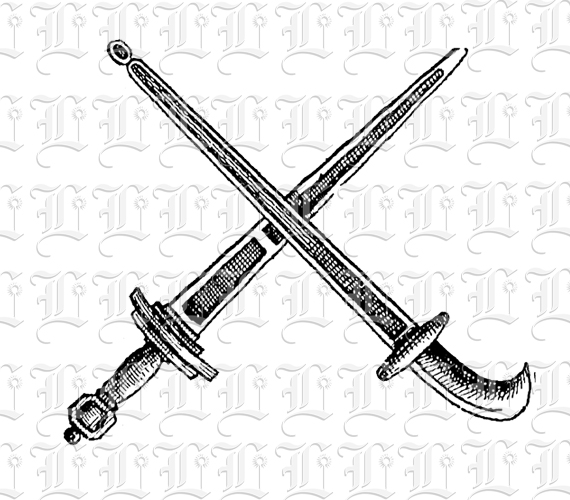 Crossed Swords Vintage Clip Art Illustration High Resolution 300 dpi