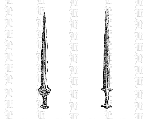 Roman Swords Vintage Clip Art Illustrations