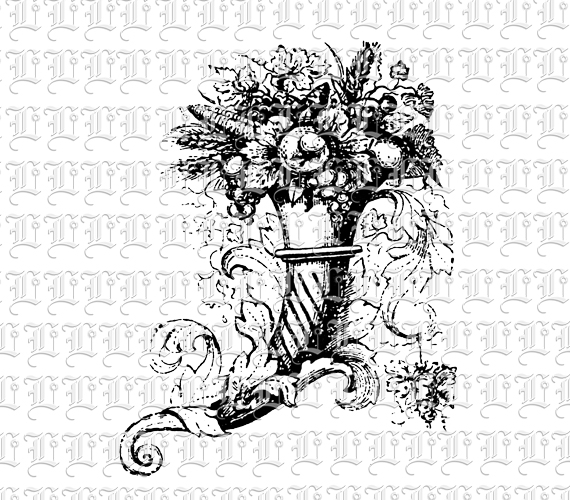 Cornucopia Vintage Clip Art Illustration