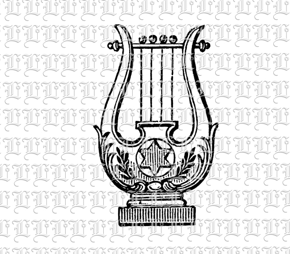 Antique Harp Musical Instrument Vintage Illustration Digital