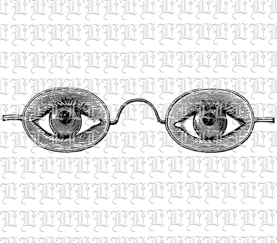 Eyeglasses with Eyes Vintage Illustration Antique Optometry Eye Doctor Sign