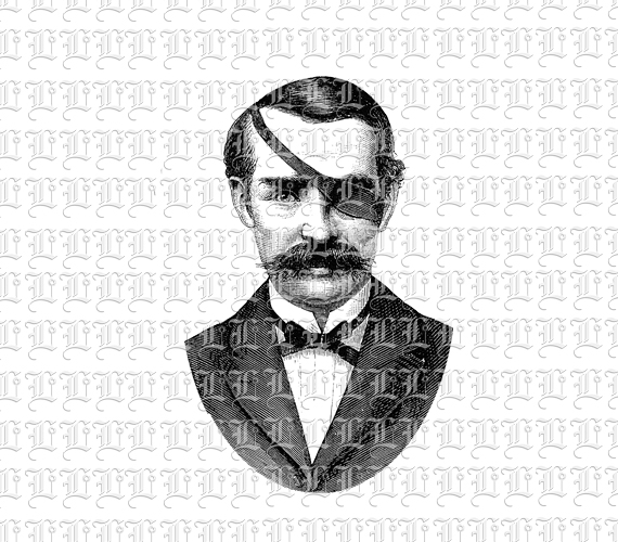 19th Century Man With Moustache and Black Eye Patch Vintage Illustration