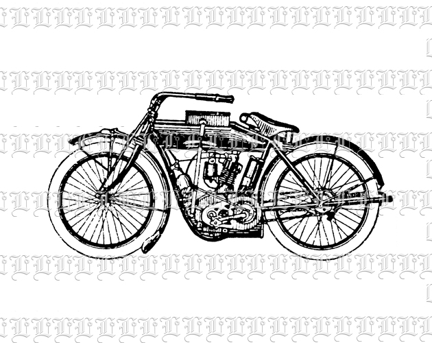 Motorcycle Vintage Clip Art Illustration High Resolution 300 dpi