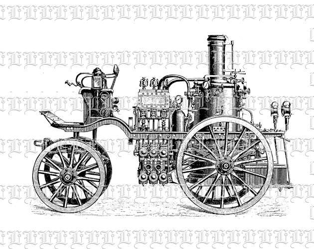 Steam Machine Vehicle Vintage Clip Art Illustration High Resolution 300 dpi.