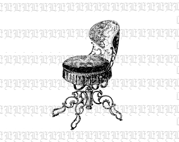 Antique Victorian Furniture Ornate Swivel Office Chair Vintage Clip Art Illustration High Quality 300 dpi.Printable Graphic.