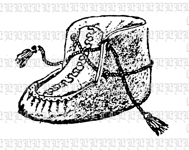 Baby Moccasin Shoe Vintage Clip Art Illustration High Resolution 300 dpi.