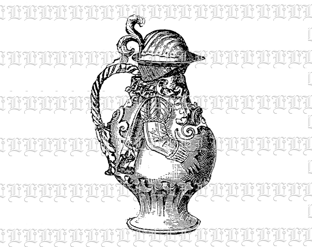 Antique Decorative Pottery Jar in Shape of Bearded Man Vintage Clip Art Illustration Printable Image