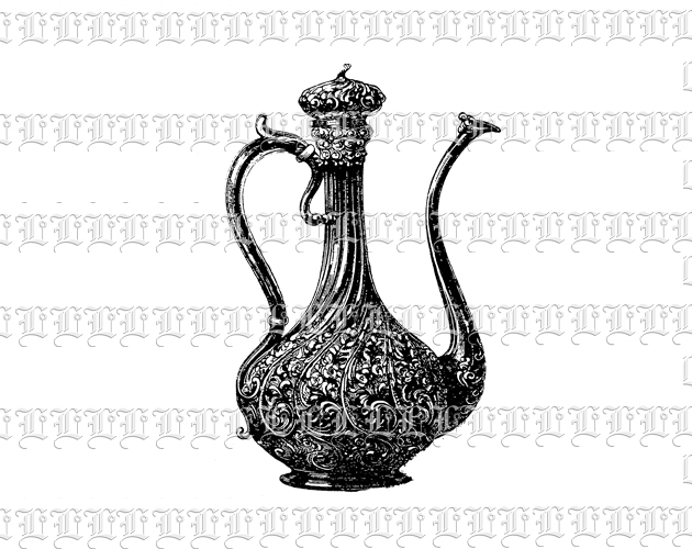 Decorative Islamic Pitcher Vintage Clip Art Illustration Digital Instant Download High Resolution 300 dpi.