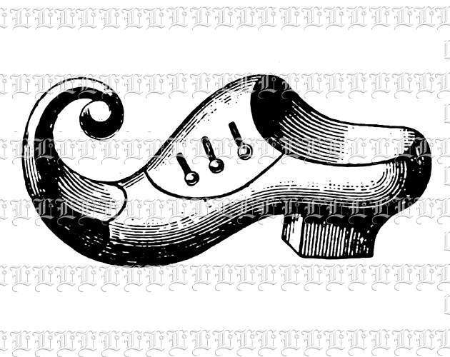 Elf Shoe Vintage Clip Art Illustration High Resolution 300 dpi.