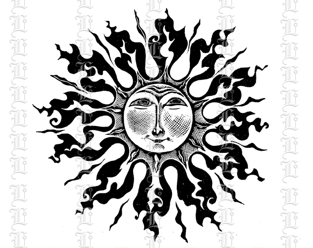 Folk art smiling sun motif