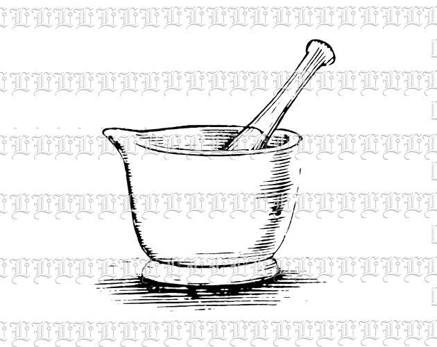 Mortar and Pestle Decorative Goblet Vintage Clip Art Illustration