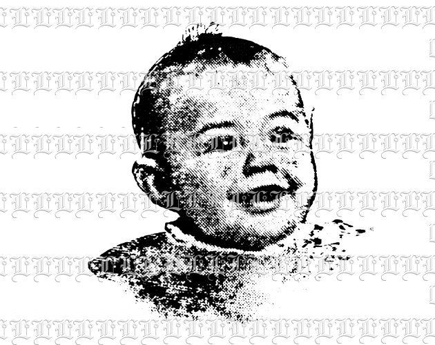 Laughing Baby Portrait Decorative Vintage Clip Art Illustration High Resolution 300 dpi.