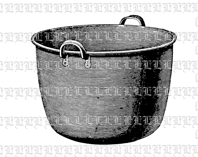 Large Container or Basket Vintage Clip Art Illustration High Resolution 300 dpi.