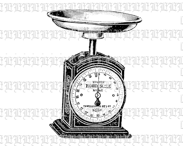 Antique Household Object Family Scale Vintage Clip Art Illustration High Resolution 300 dpi.