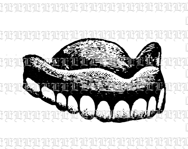 Black Dentures Antique Vintage Clip Art Illustration High Resolution 300 dpi