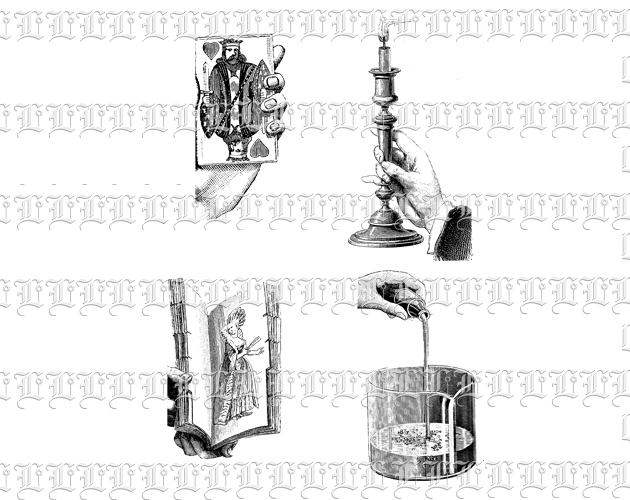 Antique Victorian Hand Gestures Reading, Holding Candelabra, Magazine Vintage ClipArt Illustration Printable Image