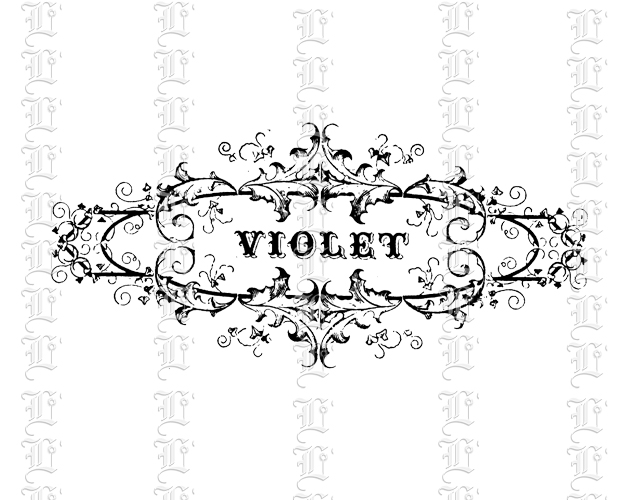 Violet Name Label in Victorian Border Antique Retro Typography High Resolution Printable Graphic