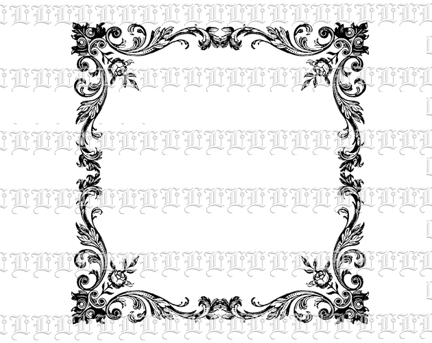 Antique Ornamente Victorian Square Floral Border Vintage Clip Art Printable Image