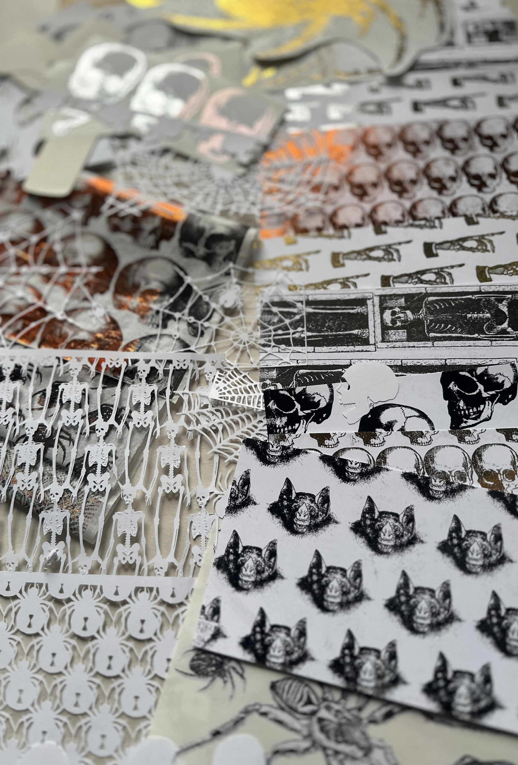 bats, skeletons and skulls ephemera designs