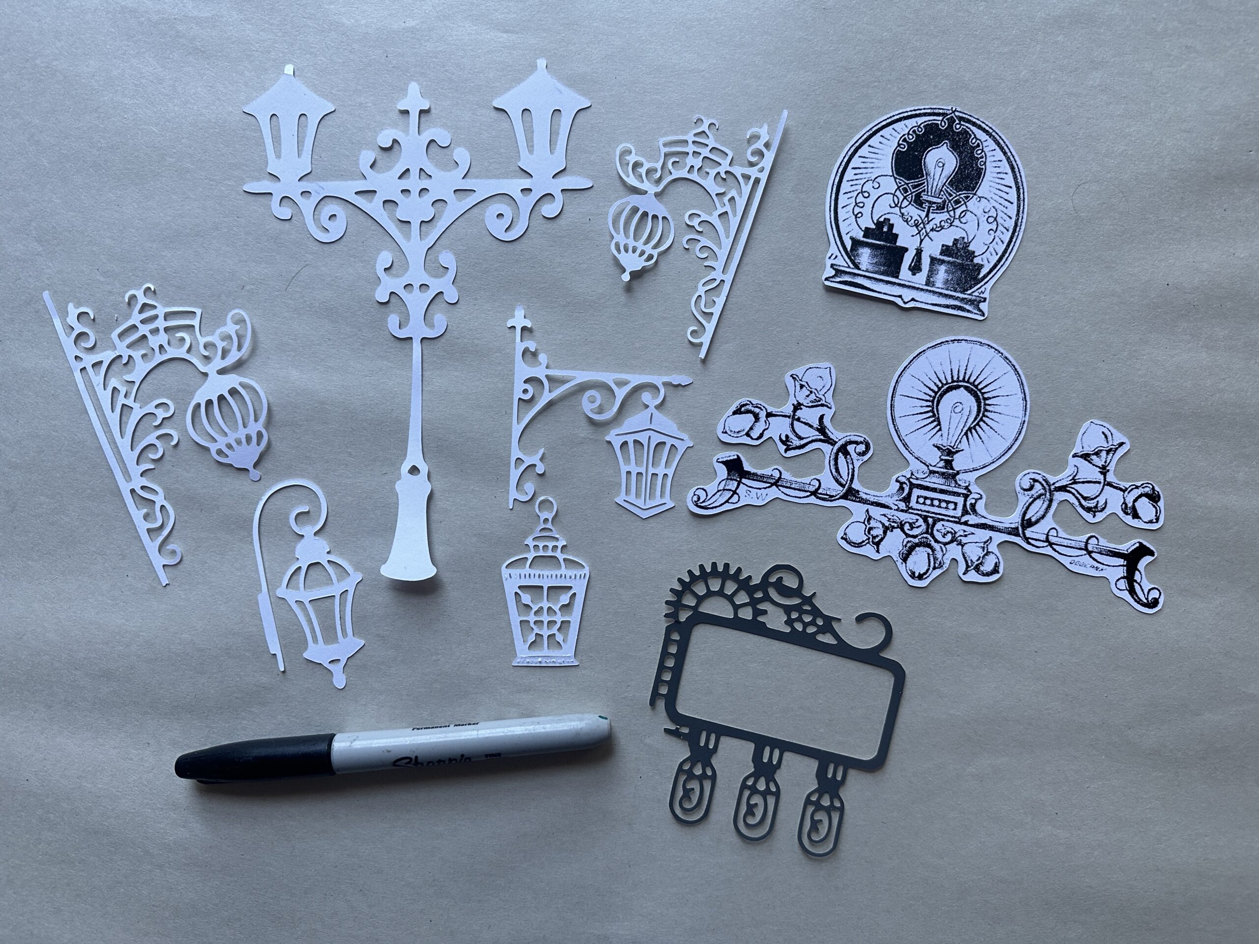 Vintage Industrial Lighting Diecuts
